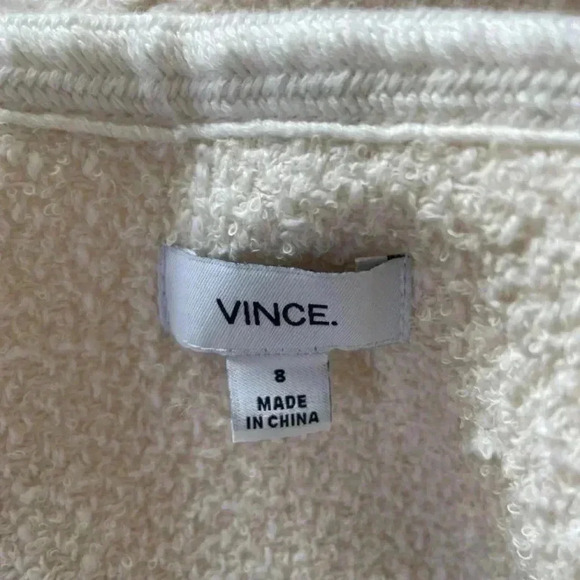 Vince Cream Boucle Jacket Blazer Size 8 Open Front Frayed Edge Textured Office - Picture 9 of 9